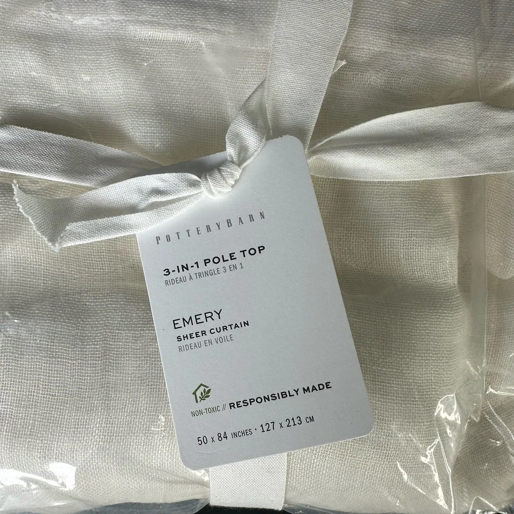 Pottery Barn 3-in-1 Pole‎ Top Emery Sheer 1 Curtain Panel 50